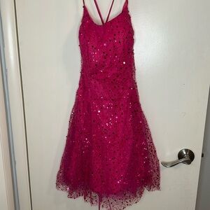 Pink sequin homecoming dress